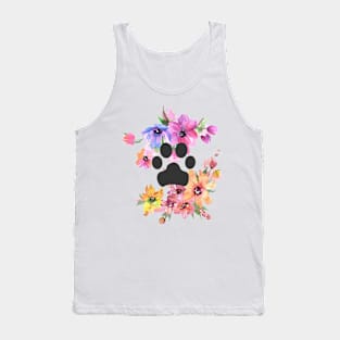 Cat Paws and Flowers Tank Top